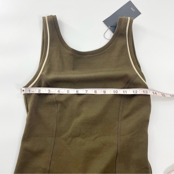 NWT ZARA Chocolate Brown Stretch Scoop Back Minimals Neutral Bodycon Midi Dress - Picture 10 of 12